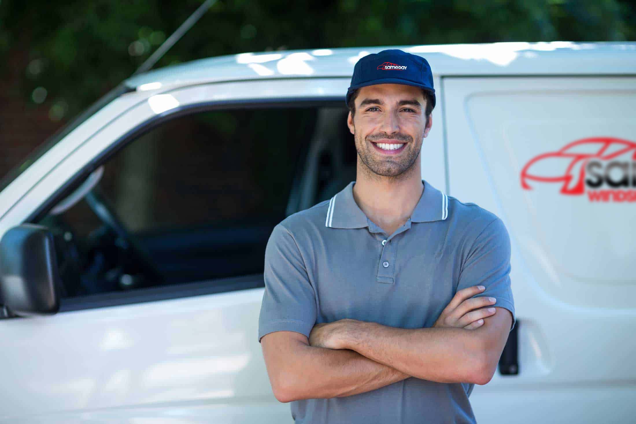 Mobile windshield replacement technician